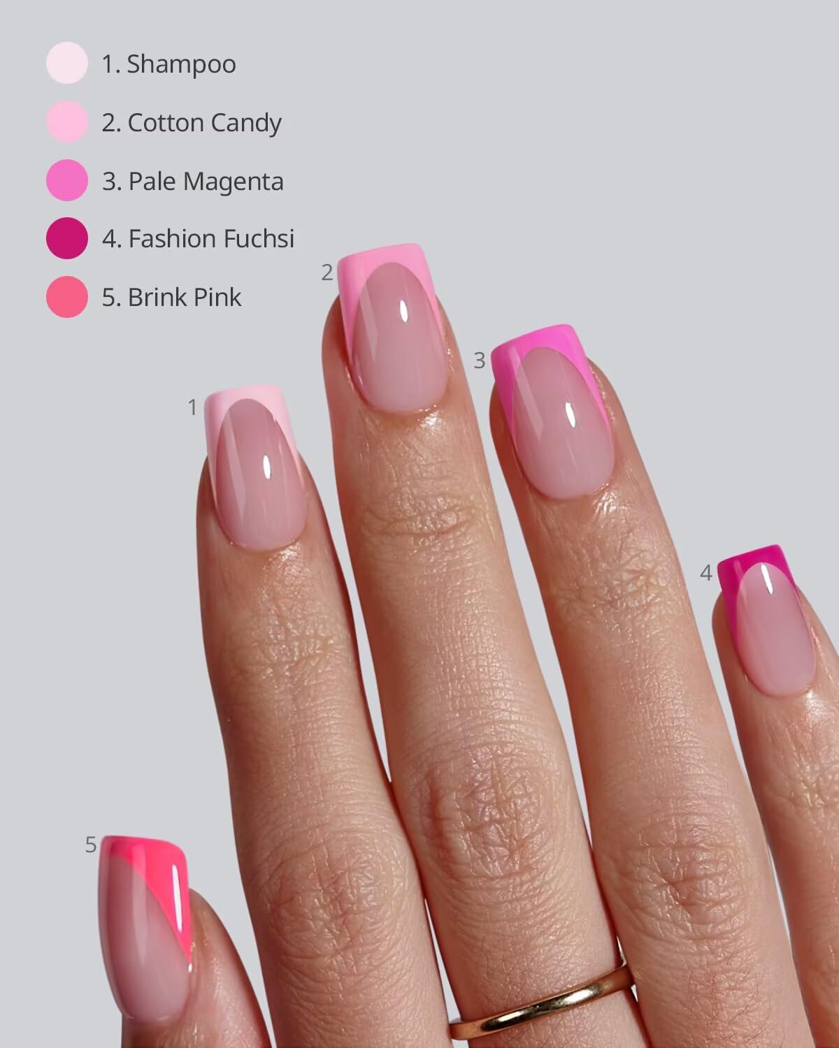 BTArtboxnails XCOATTIPS Short Press On Nails Square - Pink French Tip Press On Nails, Soft Gel Nail Tips, 160Pcs Soak Off Acrylic Pink Fake Nail Extension in 16 Sizes