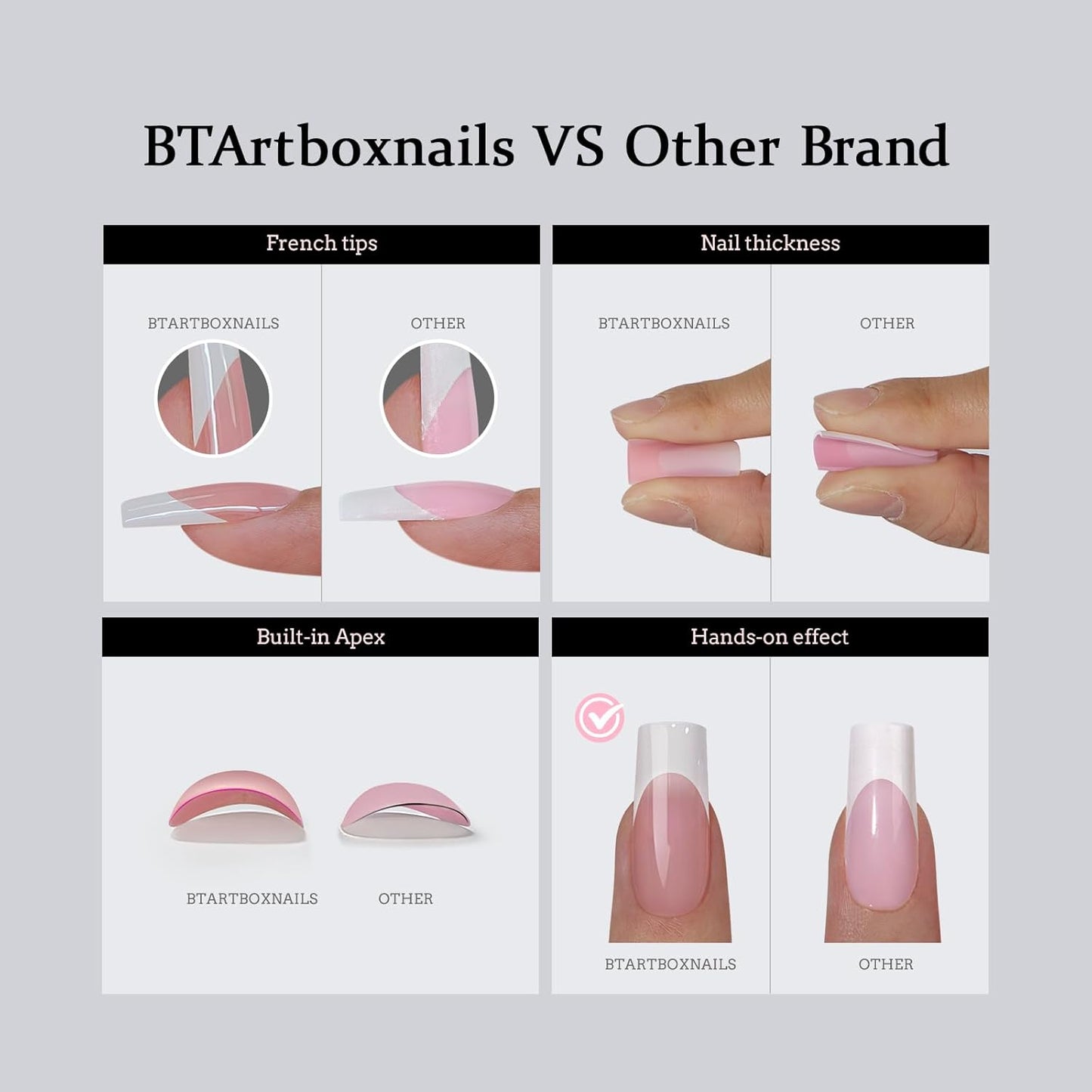 BTArtboxnails XCOATTIPS Press on Nails Short - Skin Tones Almond Nail Tips, Soft Gel Nail Tips with Nail Gel, French Protecting Duo, Nail Lamp, All in One Fake Nails French Tip Press on Nails Kit