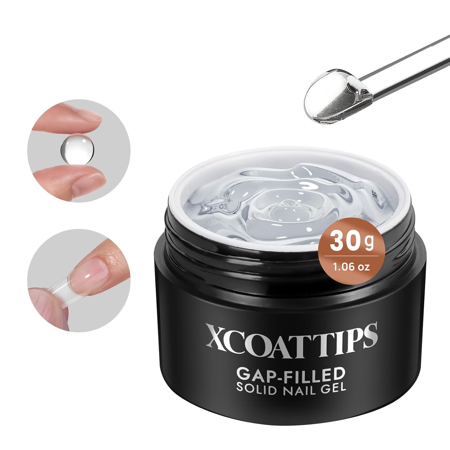BTArtboxnails XCOATTIPS Solid Nail Glue Gel - 30g Gap-Filled Gel Nail Glue for Nail Tips Press on Nails, Upgrade Cure Needed UV Nail Gel for Acrylic Fake Nail