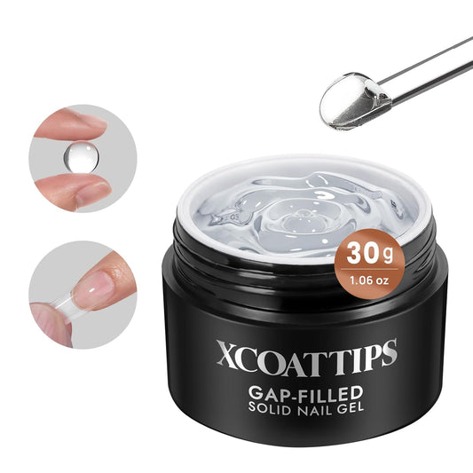 BTArtboxnails XCOATTIPS Solid Nail Glue Gel - 30g Gap-Filled Gel Nail Glue for Nail Tips Press on Nails, Upgrade Cure Needed UV Nail Gel for Acrylic Fake Nail