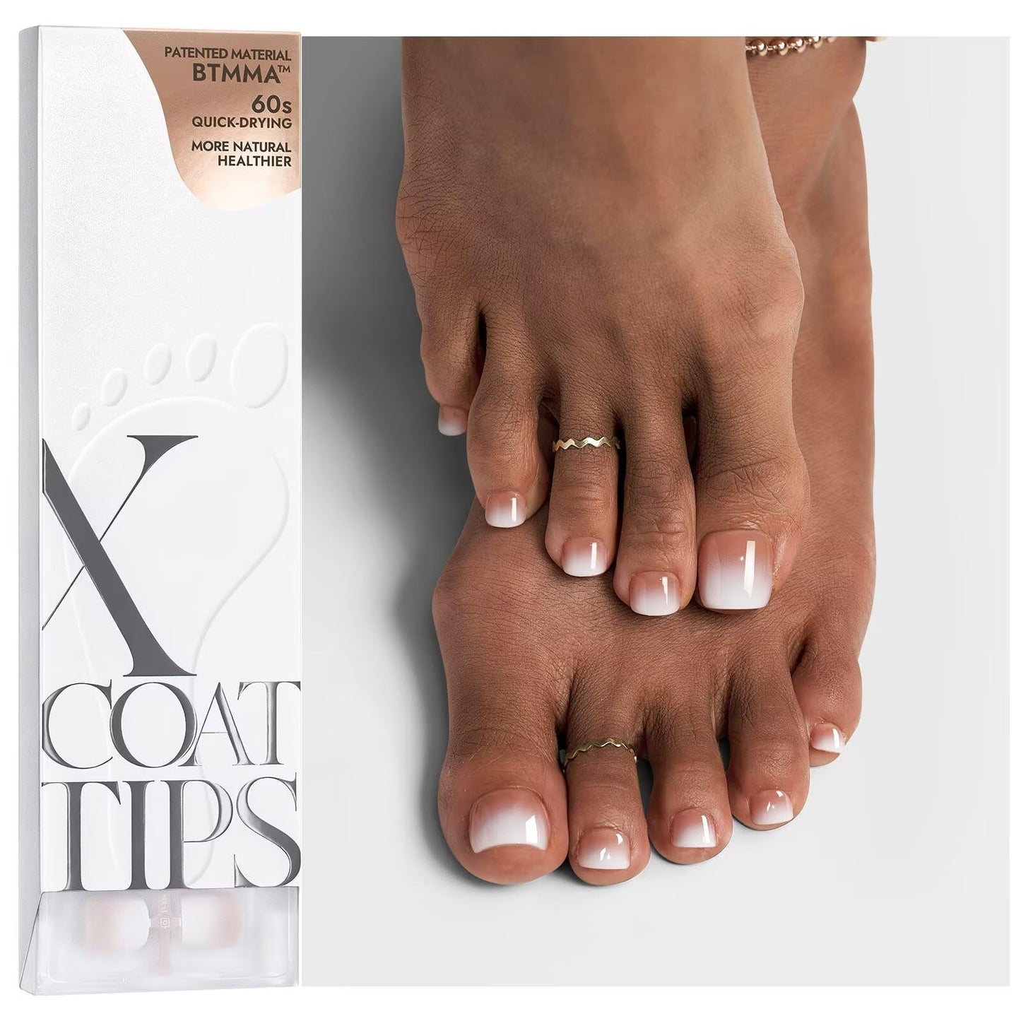 BTArtboxnails XCOATTIPS Toe Nail Tips - Short French Tip Press On Toenails, 160Pcs Pink Soft Gel Toe Nail Tips, Soak Off Fake Toe Nail Extensions