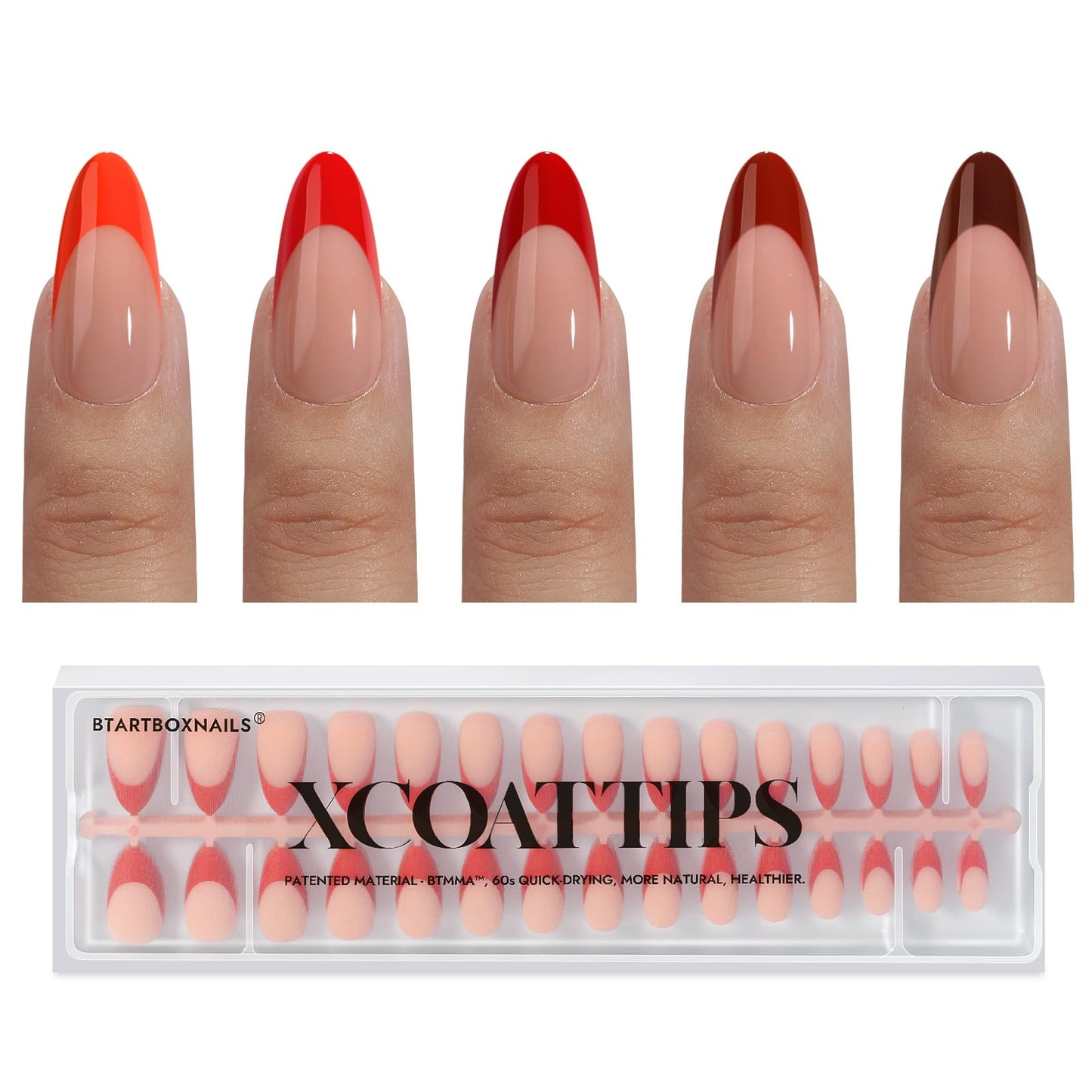 BTArtboxnails XCOATTIPS French Tip Press on Nails - Fall Fake Nail Short Square Nail Tips, Skin Tones Soft Gel Nails False Nail, Soak Off Acrylic Nails Extensions