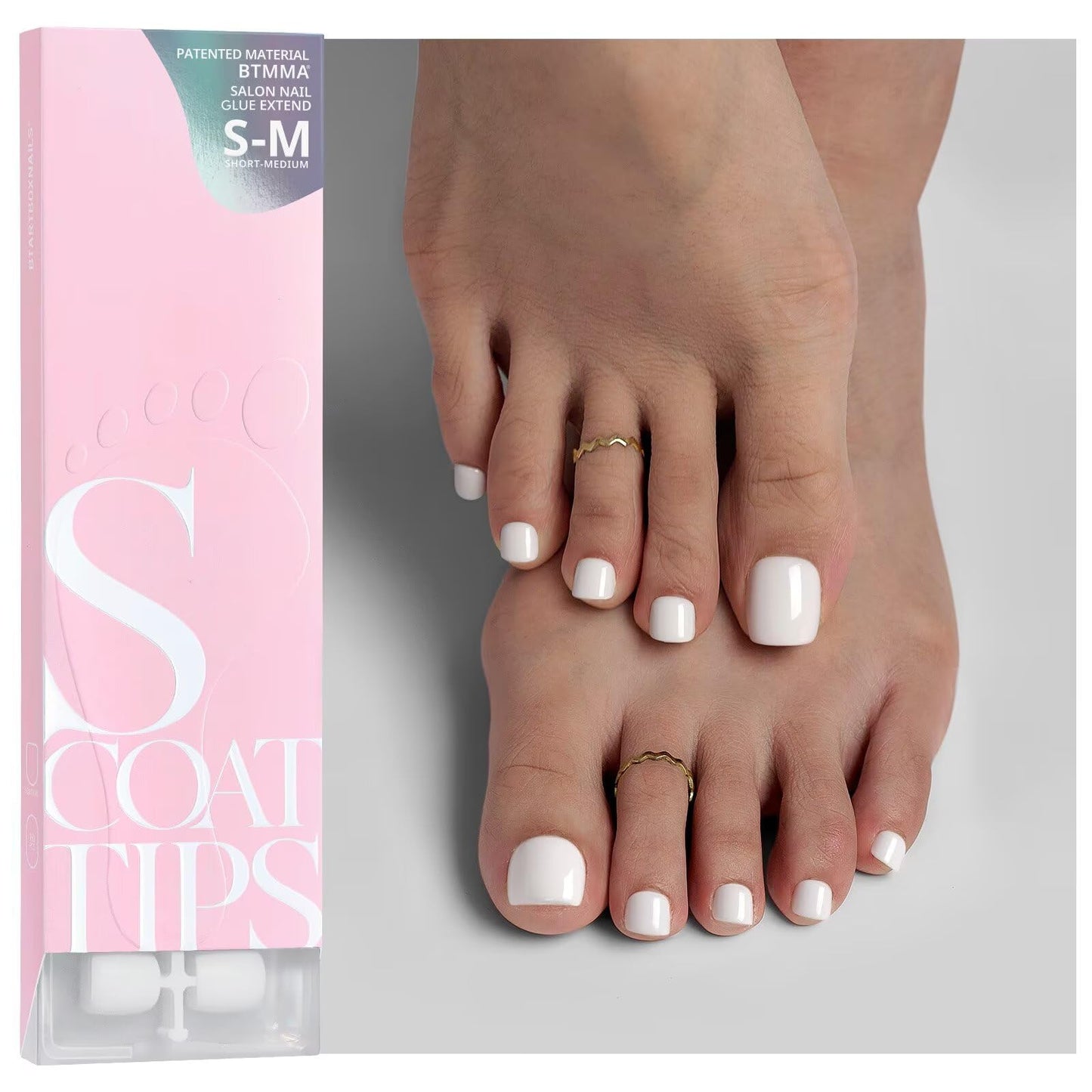 BTArtboxnails XCOATTIPS Toe Nail Tips - Short French Tip Press On Toenails, 160Pcs Pink Soft Gel Toe Nail Tips, Soak Off Fake Toe Nail Extensions