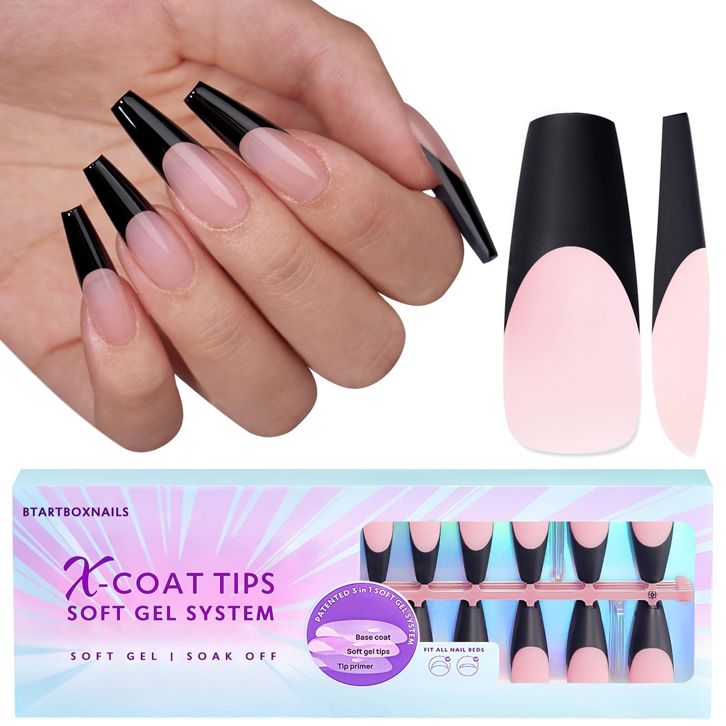 btartboxnails Nail Tips Builder Gel Set - 15ml Nail Tip Builder Gel 15ml Top Coat with Gel Nail Glue for French Tip Gel Nails 30+Days Long Lasting