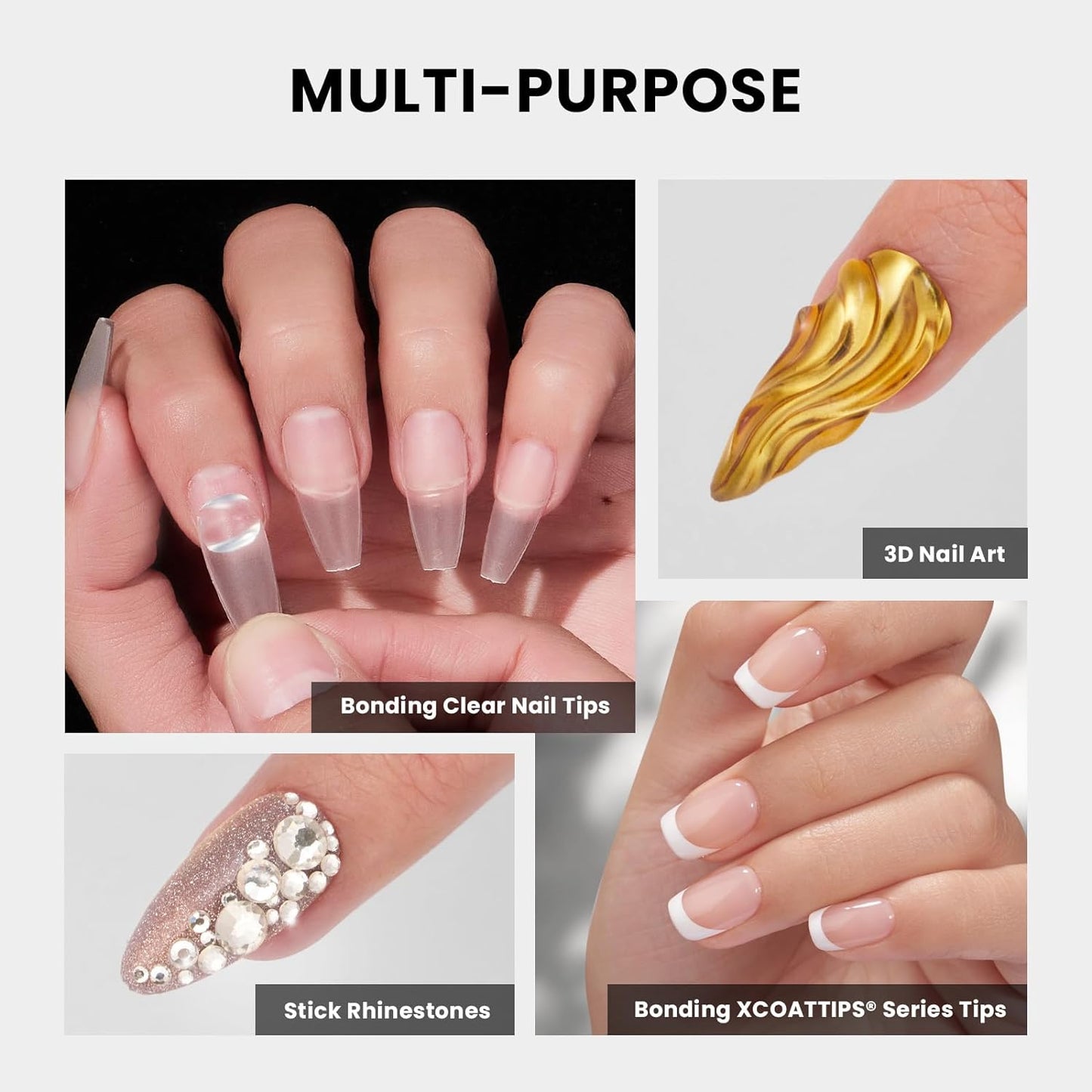 BTArtboxnails XCOATTIPS Solid Nail Glue Gel - 30g Gap-Filled Gel Nail Glue for Nail Tips Press on Nails, Upgrade Cure Needed UV Nail Gel for Acrylic Fake Nail