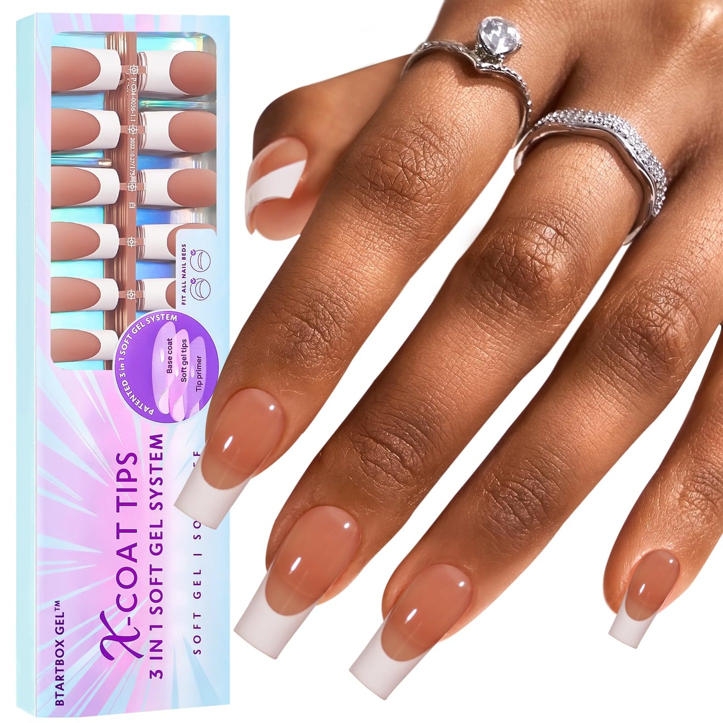 BTArtboxnails XCOATTIPS French Protecting DUO Builder Gel and Top Coat Set - Protect French Tips, No More Chipping