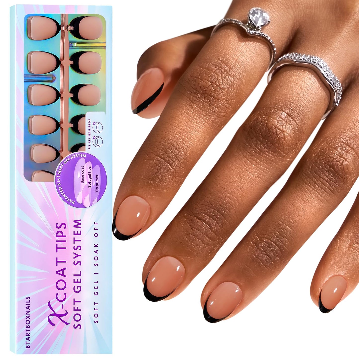 btartboxnails Nail Tips Builder Gel Set - 15ml Nail Tip Builder Gel 15ml Top Coat with Gel Nail Glue for French Tip Gel Nails 30+Days Long Lasting