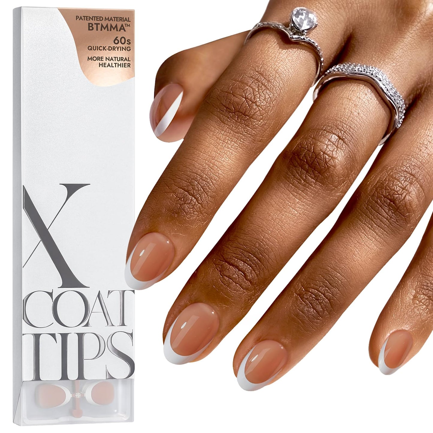 BTArtboxnails XCOATTIPS French Tip Nails - Short Press On Nails, 160 Pcs Pink Square Soft Gel Nail Tips Pre-applied Tip Primer & Base Coat, No Need File False Nails for Gift, 16 Sizes