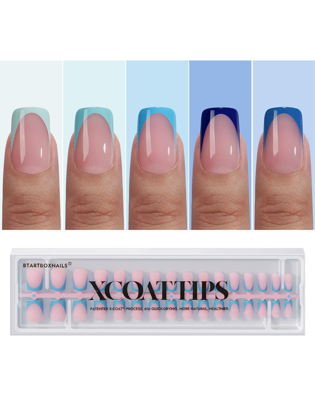 BTArtboxnails XCOATTIPS French Tip Press on Nails - Fall Fake Nail Short Square Nail Tips, Skin Tones Soft Gel Nails False Nail, Soak Off Acrylic Nails Extensions