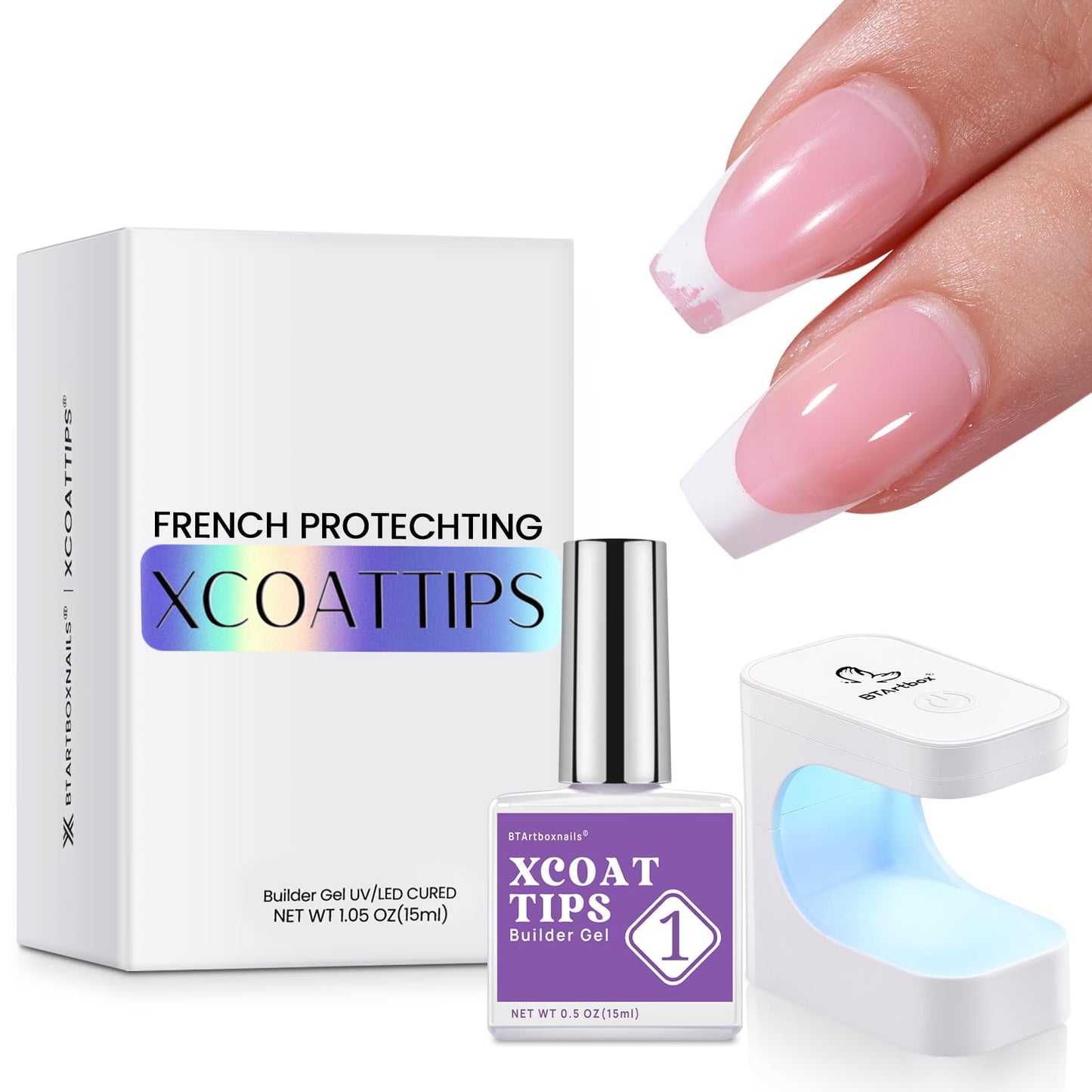 BTArtboxnails XCOATTIPS Protecting Builder Gel for Nails, No Chipping for Salon Effect 30+Days Long-lasting 15ml