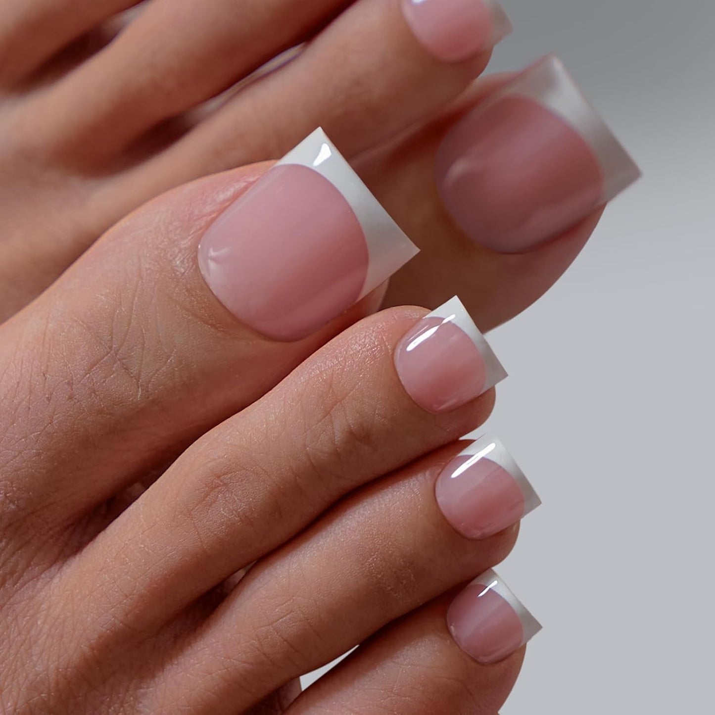 BTArtboxnails XCOATTIPS Toe Nail Tips - Lamp-Curable Real Square Pink Press On Toenails for Women, 150 Soak Off French Tip Toe Nail Extensions in 15 Sizes, Builder Gel & Top Coat Required