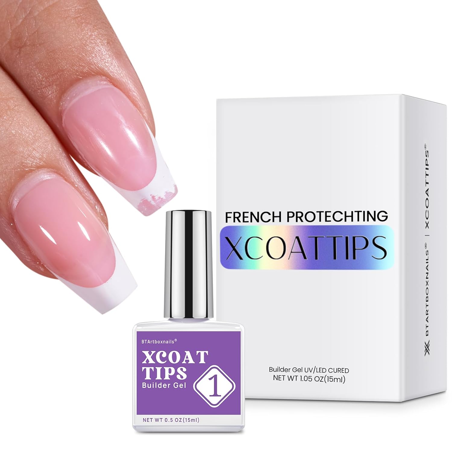 BTArtboxnails XCOATTIPS Protecting Builder Gel for Nails, No Chipping for Salon Effect 30+Days Long-lasting 15ml