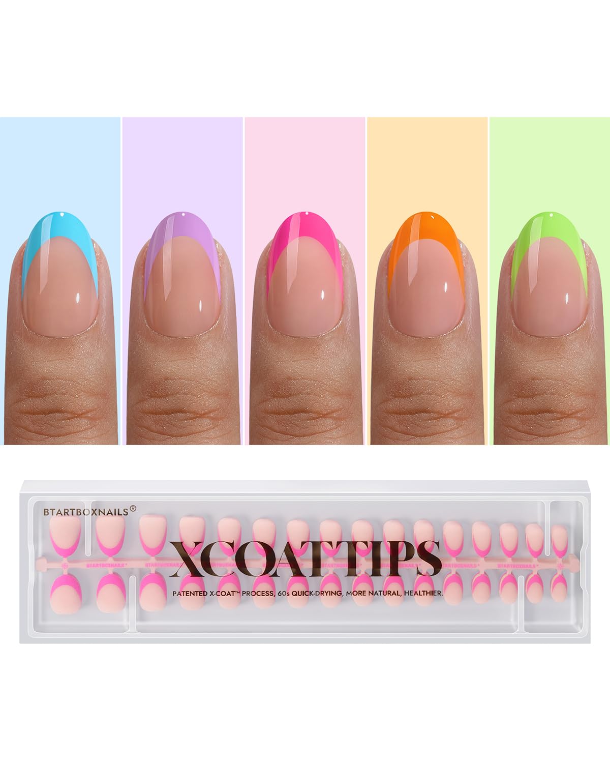 BTArtboxnails XCOATTIPS French Tip Press on Nails - Fall Fake Nail Short Square Nail Tips, Skin Tones Soft Gel Nails False Nail, Soak Off Acrylic Nails Extensions