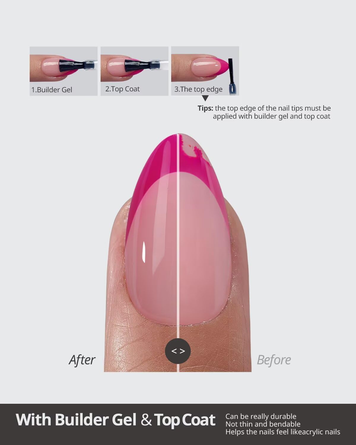 BTArtboxnails XCOATTIPS Short Press On Nails Square - Pink French Tip Press On Nails, Soft Gel Nail Tips, 160Pcs Soak Off Acrylic Pink Fake Nail Extension in 16 Sizes