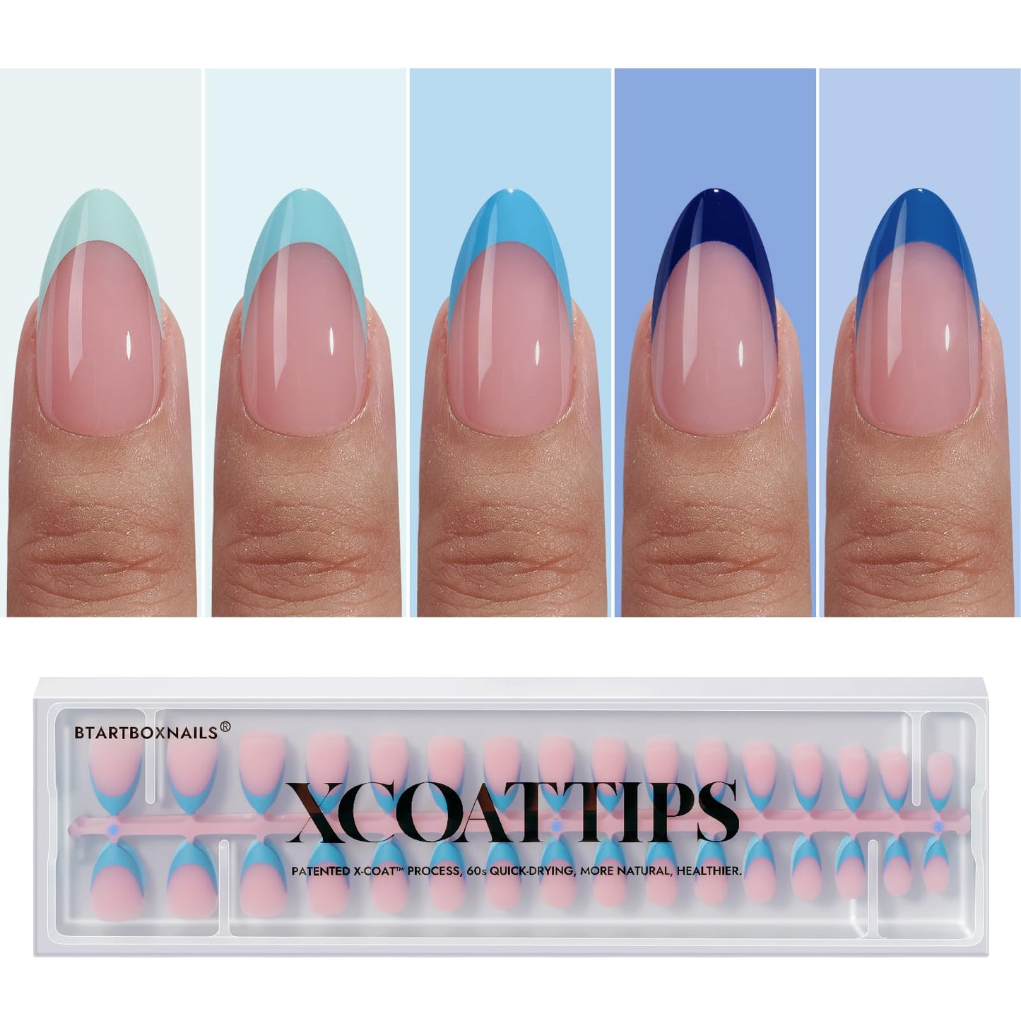 BTArtboxnails XCOATTIPS French Tip Press on Nails - Fall Fake Nail Short Square Nail Tips, Skin Tones Soft Gel Nails False Nail, Soak Off Acrylic Nails Extensions