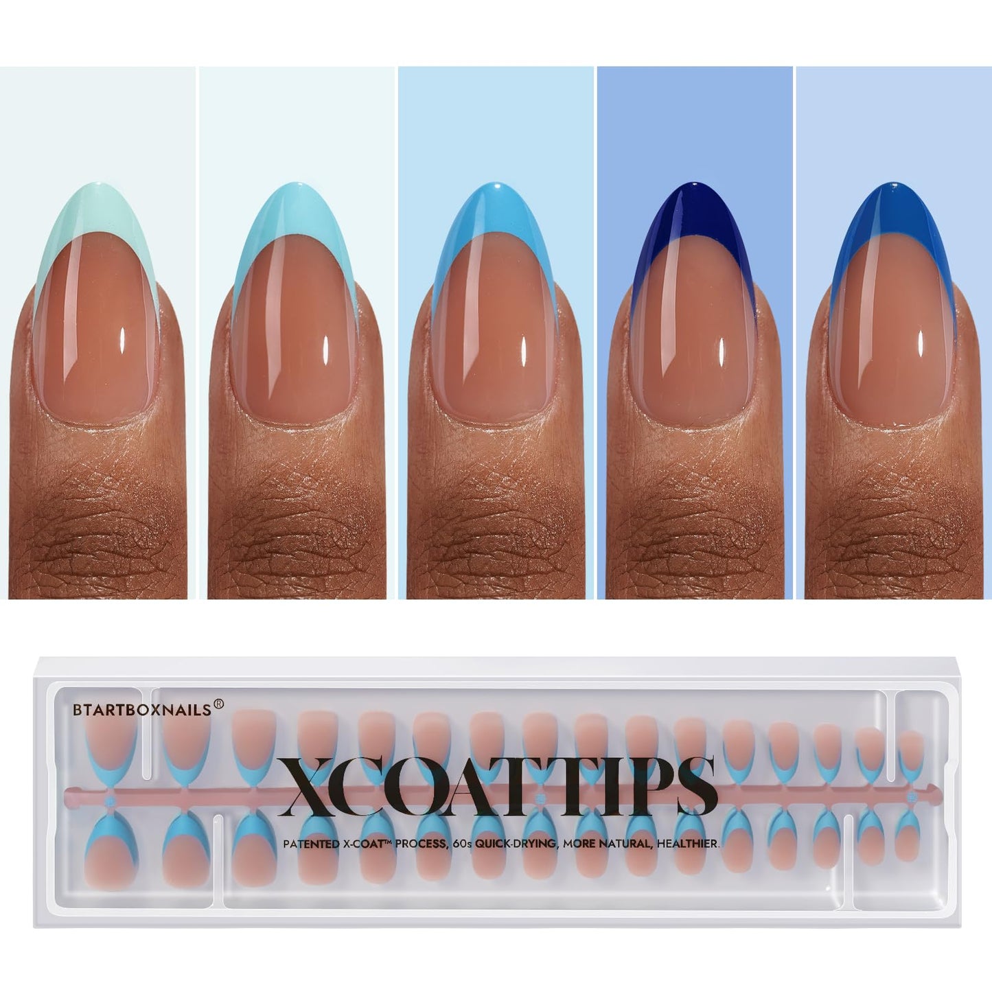 BTArtboxnails XCOATTIPS French Tip Press on Nails - Fall Fake Nail Short Square Nail Tips, Skin Tones Soft Gel Nails False Nail, Soak Off Acrylic Nails Extensions
