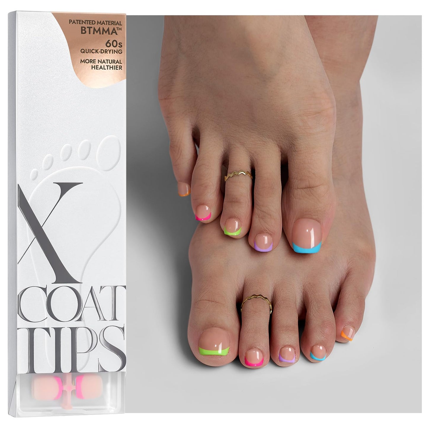 BTArtboxnails XCOATTIPS Toe Nail Tips - Short French Tip Press On Toenails, 160Pcs Pink Soft Gel Toe Nail Tips, Soak Off Fake Toe Nail Extensions