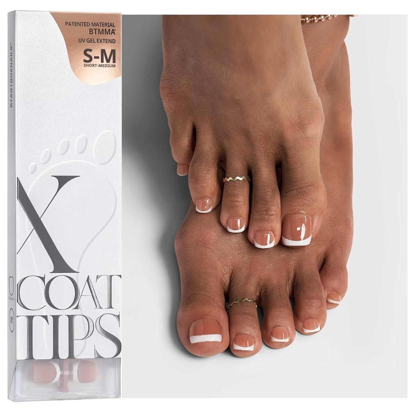 BTArtboxnails XCOATTIPS Toe Nail Tips - Short French Tip Press On Toenails, 160Pcs Pink Soft Gel Toe Nail Tips, Soak Off Fake Toe Nail Extensions