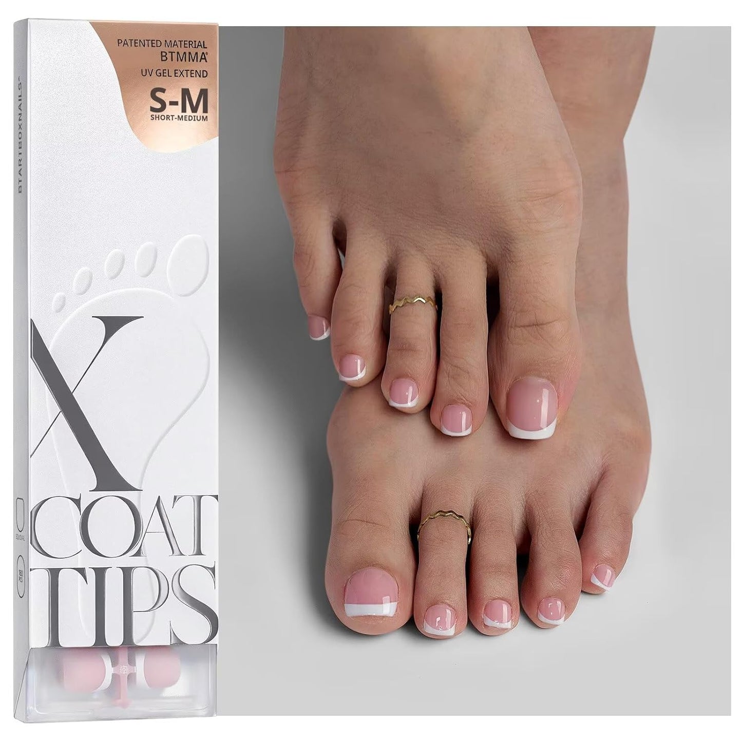 BTArtboxnails XCOATTIPS Toe Nail Tips - Short French Tip Press On Toenails, 160Pcs Pink Soft Gel Toe Nail Tips, Soak Off Fake Toe Nail Extensions
