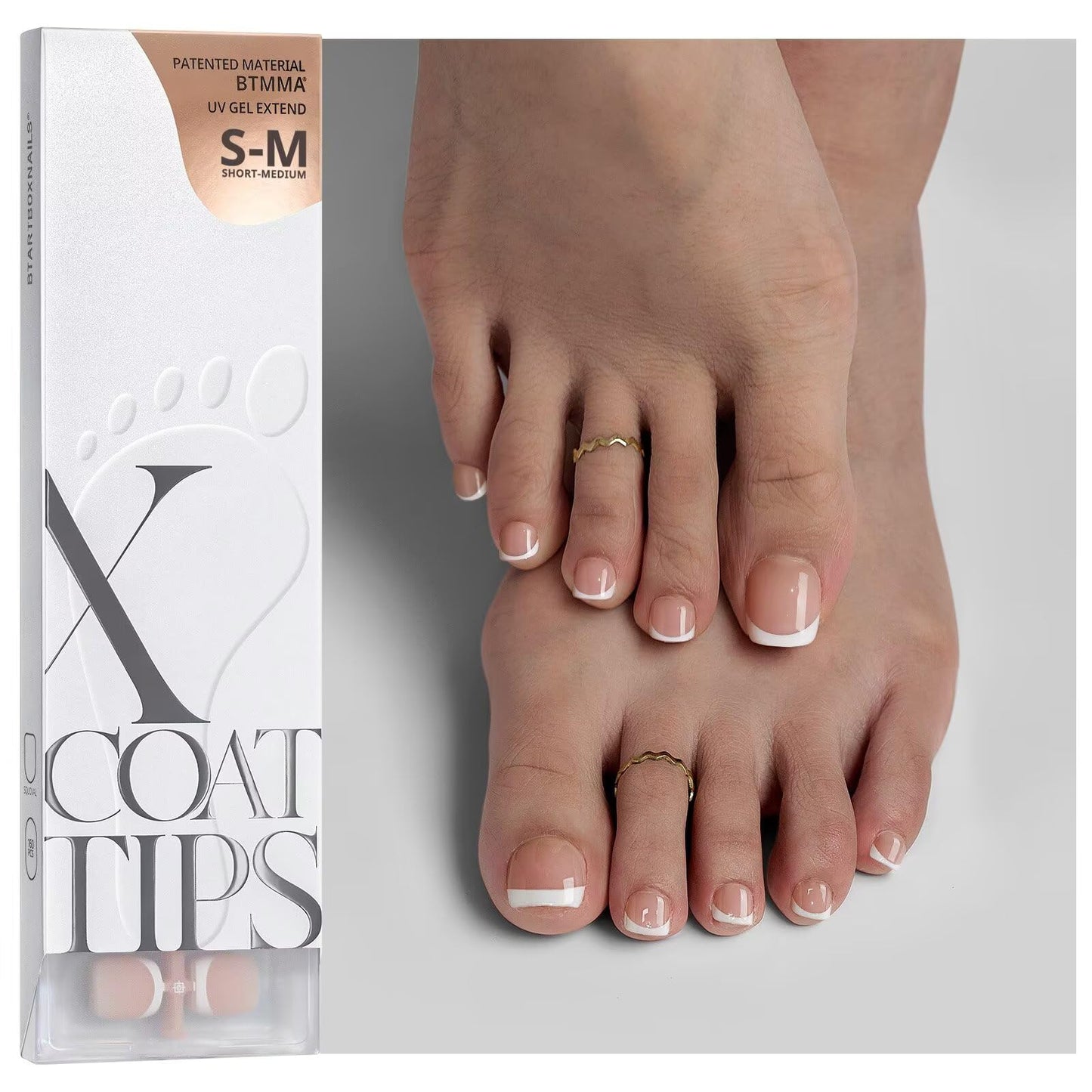 BTArtboxnails XCOATTIPS Toe Nail Tips - Short French Tip Press On Toenails, 160Pcs Pink Soft Gel Toe Nail Tips, Soak Off Fake Toe Nail Extensions
