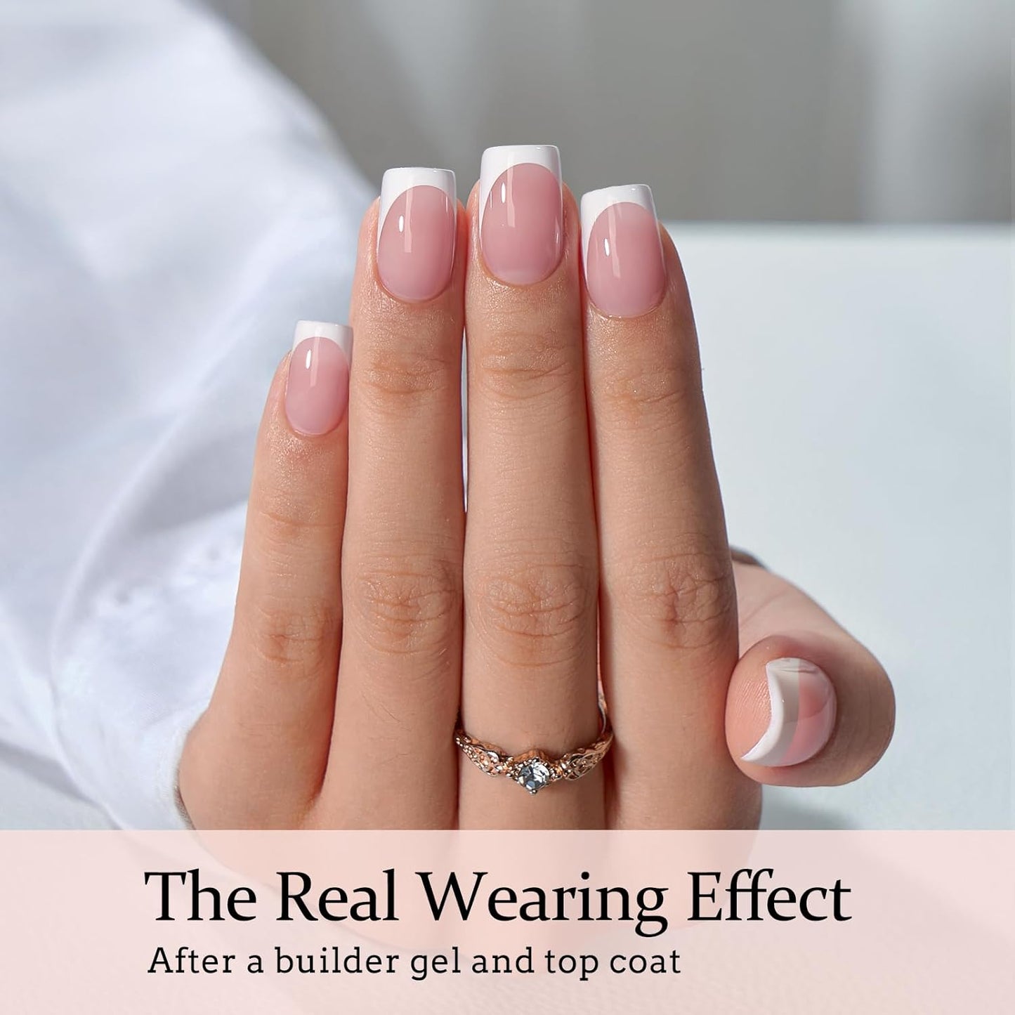 BTArtboxnails XCOATTIPS French Tip Nails - Short Press On Nails, 160 Pcs Pink Square Soft Gel Nail Tips Pre-applied Tip Primer & Base Coat, No Need File False Nails for Gift, 16 Sizes