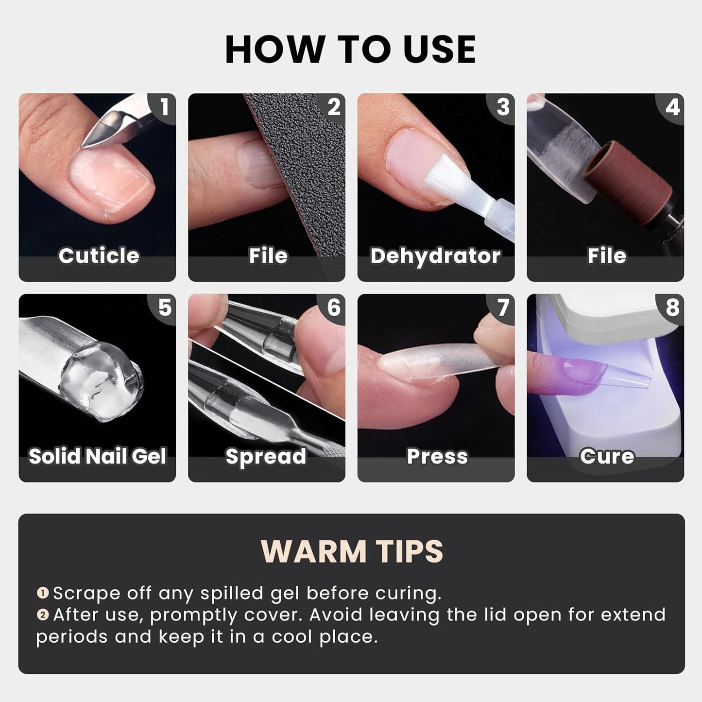 BTArtboxnails XCOATTIPS Solid Nail Glue Gel - 30g Gap-Filled Gel Nail Glue for Nail Tips Press on Nails, Upgrade Cure Needed UV Nail Gel for Acrylic Fake Nail