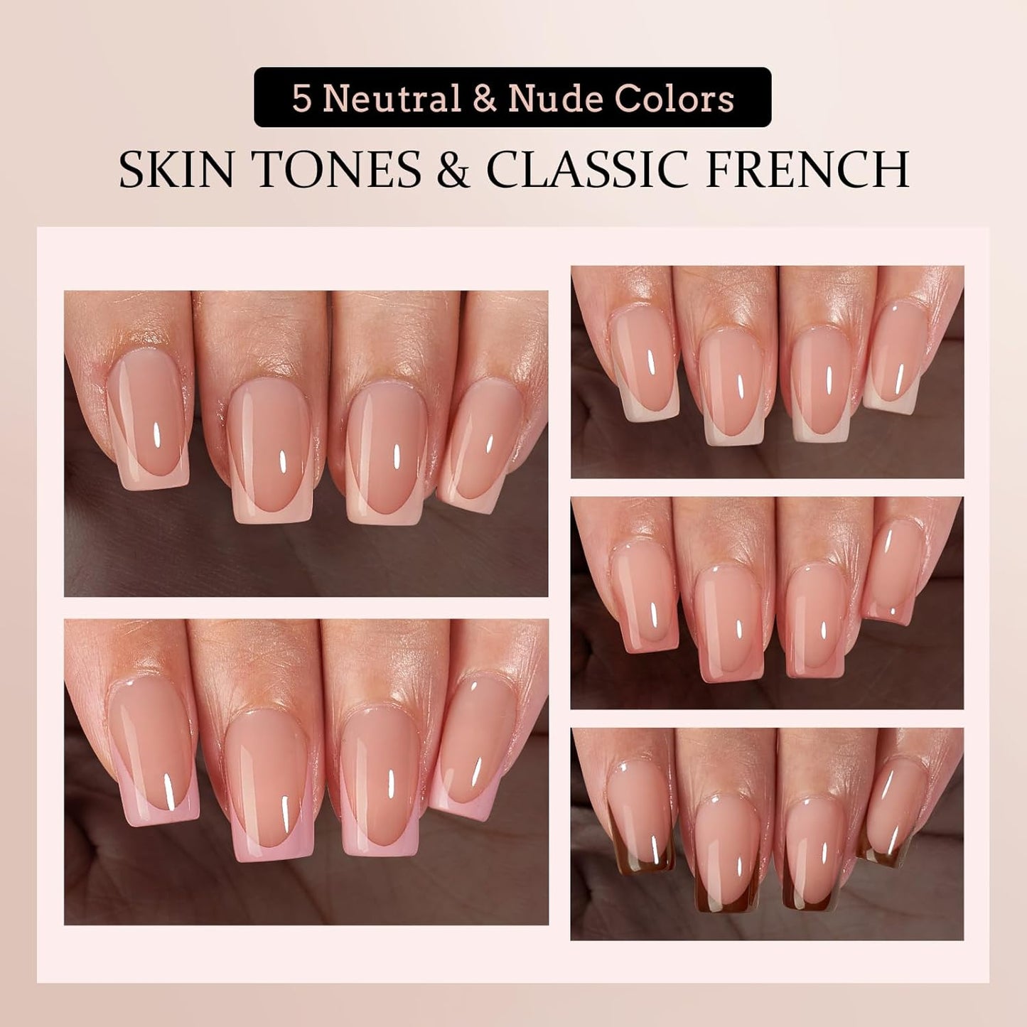 BTArtboxnails XCOATTIPS French Tip Press on Nails - Fall Fake Nail Short Square Nail Tips, Skin Tones Soft Gel Nails False Nail, Soak Off Acrylic Nails Extensions