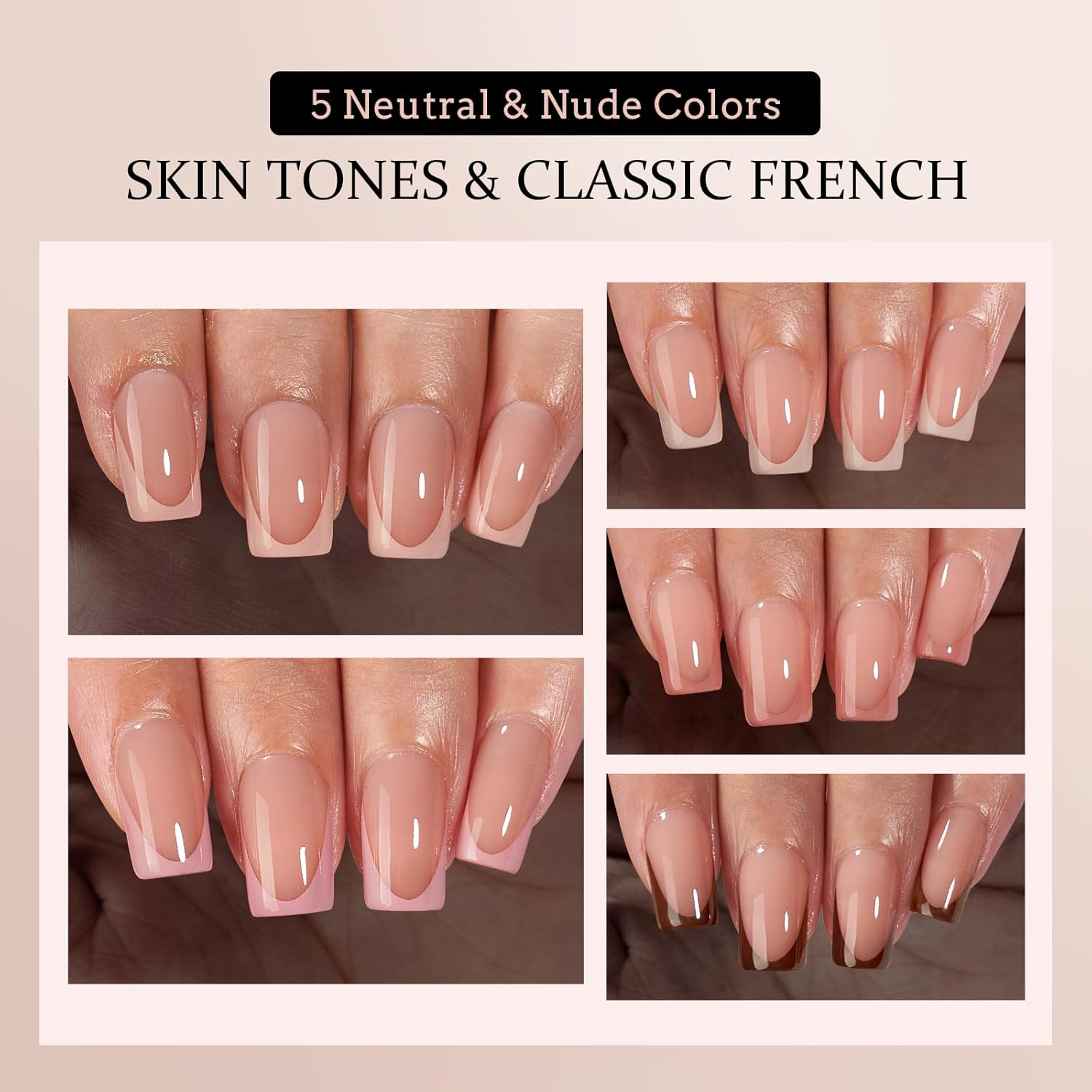 BTArtboxnails XCOATTIPS French Tip Press on Nails - Fall Fake Nail Short Square Nail Tips, Skin Tones Soft Gel Nails False Nail, Soak Off Acrylic Nails Extensions