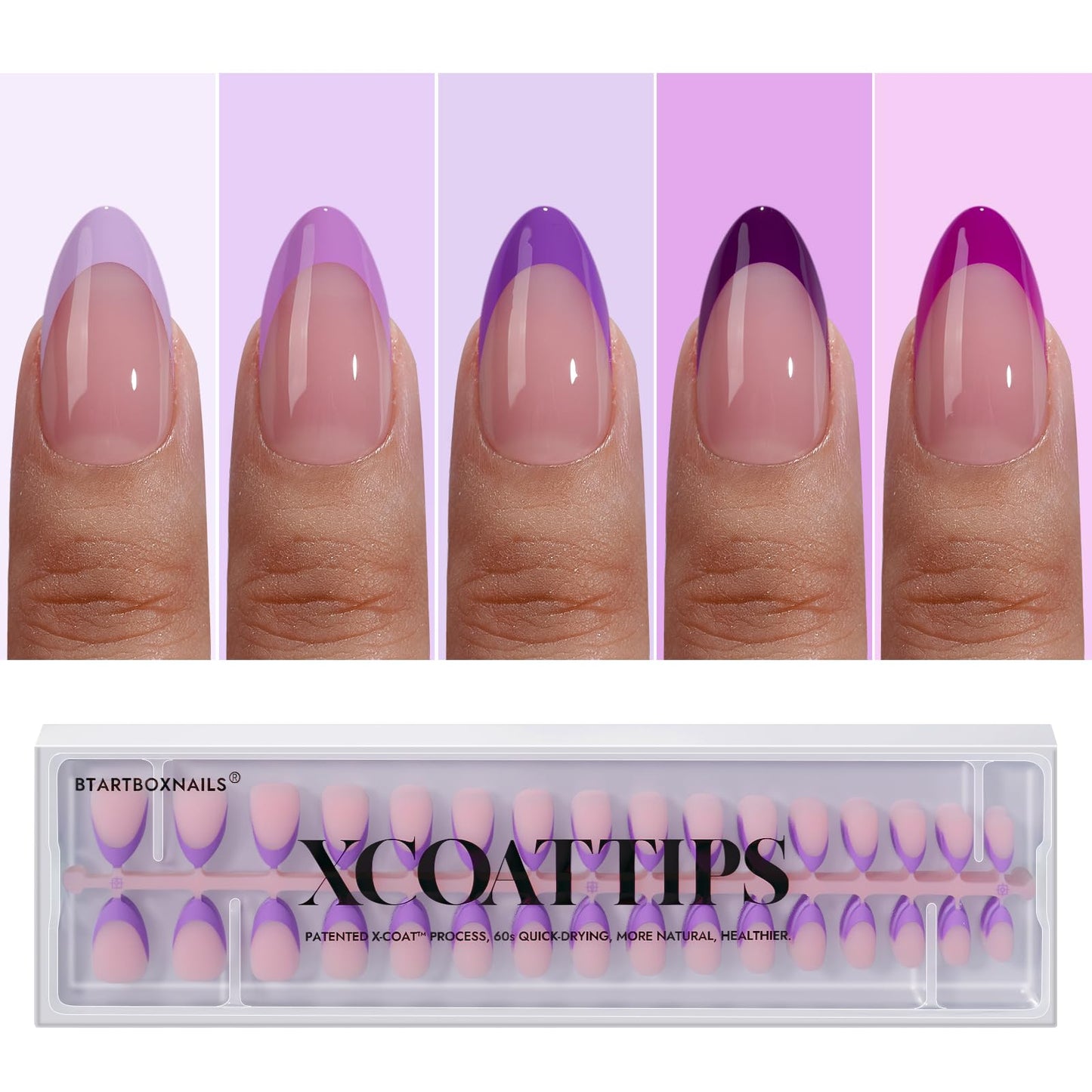 BTArtboxnails XCOATTIPS French Tip Press on Nails - Fall Fake Nail Short Square Nail Tips, Skin Tones Soft Gel Nails False Nail, Soak Off Acrylic Nails Extensions