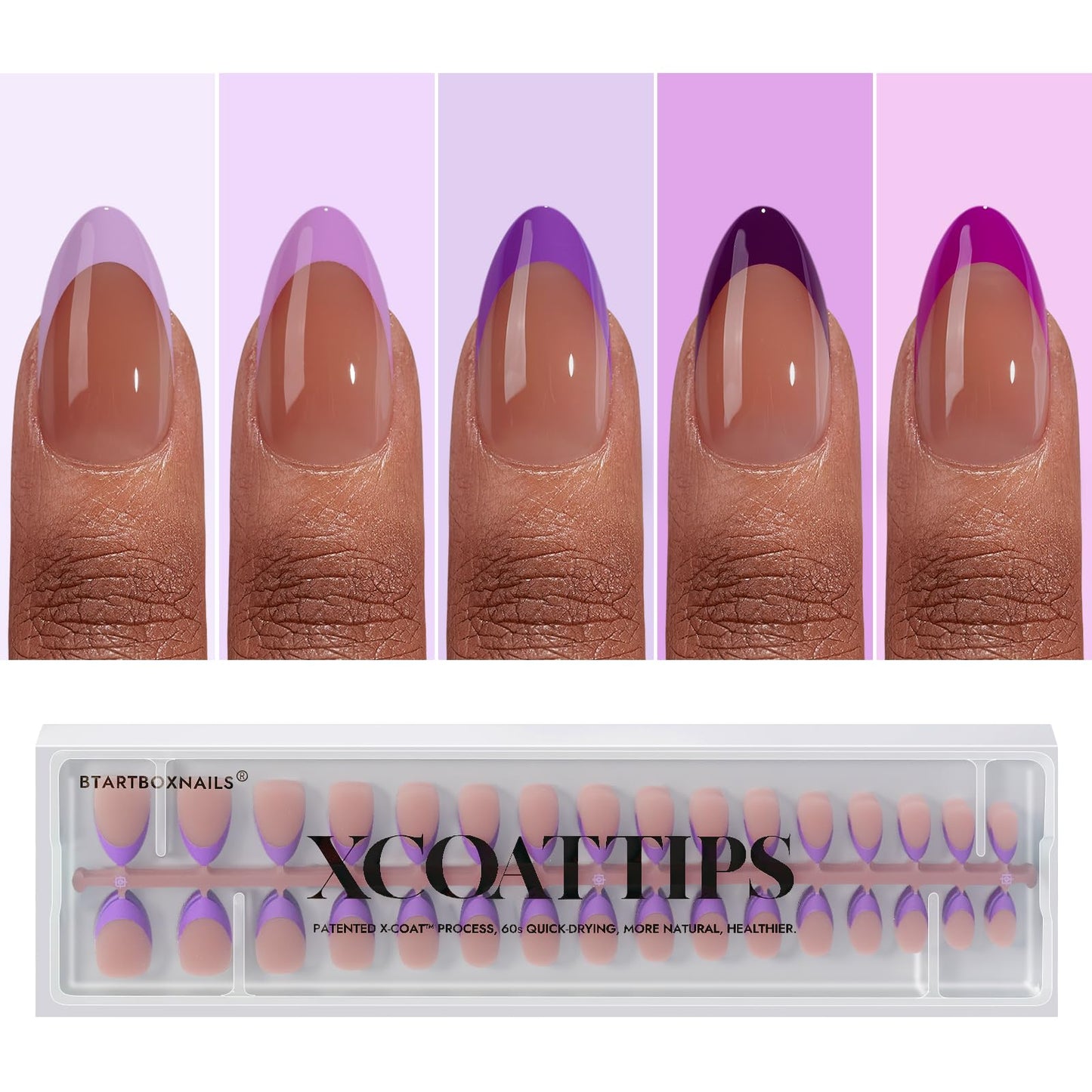 BTArtboxnails XCOATTIPS French Tip Press on Nails - Fall Fake Nail Short Square Nail Tips, Skin Tones Soft Gel Nails False Nail, Soak Off Acrylic Nails Extensions
